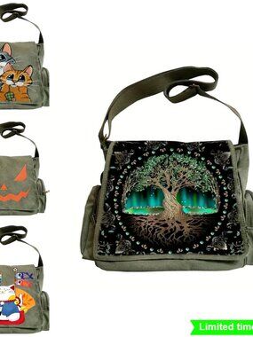 Sturdy Crossbody Shoulder Bag with Flap and Zipper